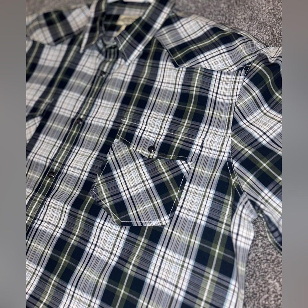 American Rag | Long Sleeve Shirts | Button Snap | XL | Navy/Army Green/ OfFF-WHT